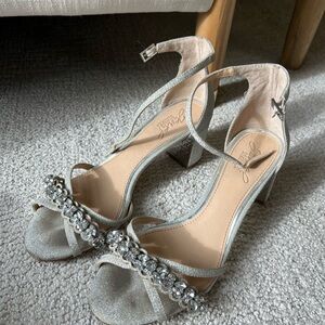 Elegant Silver Heeled Sandals